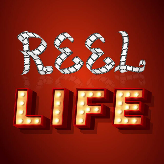 reel life logo in text light font